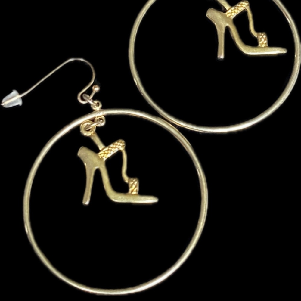 Gold High Heel Hoop Earrings
